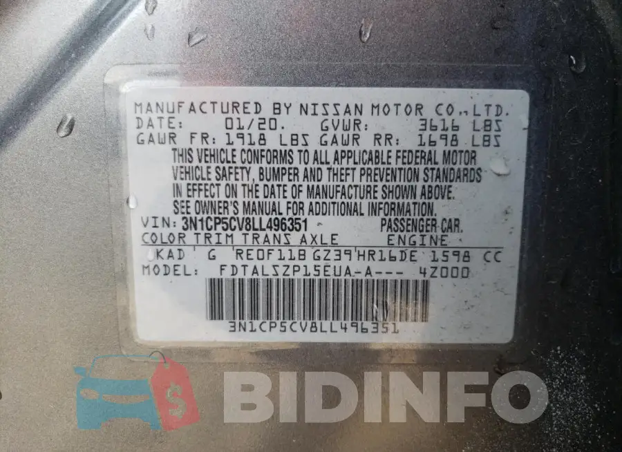 3N1CP5CV8LL496351 Photo# 13