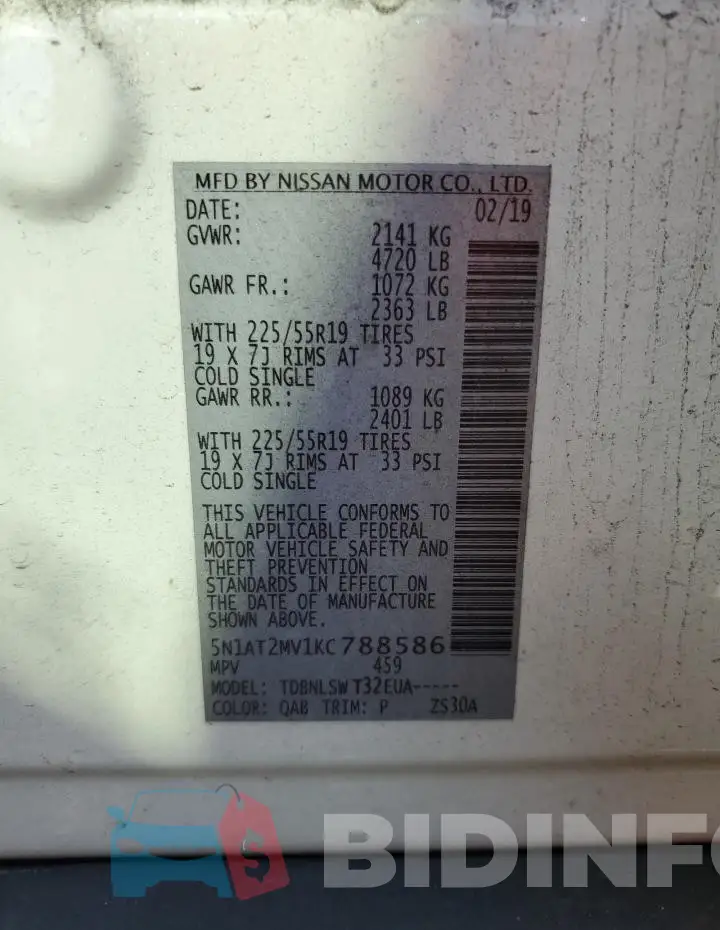 5N1AT2MV1KC788586 Photo# 13