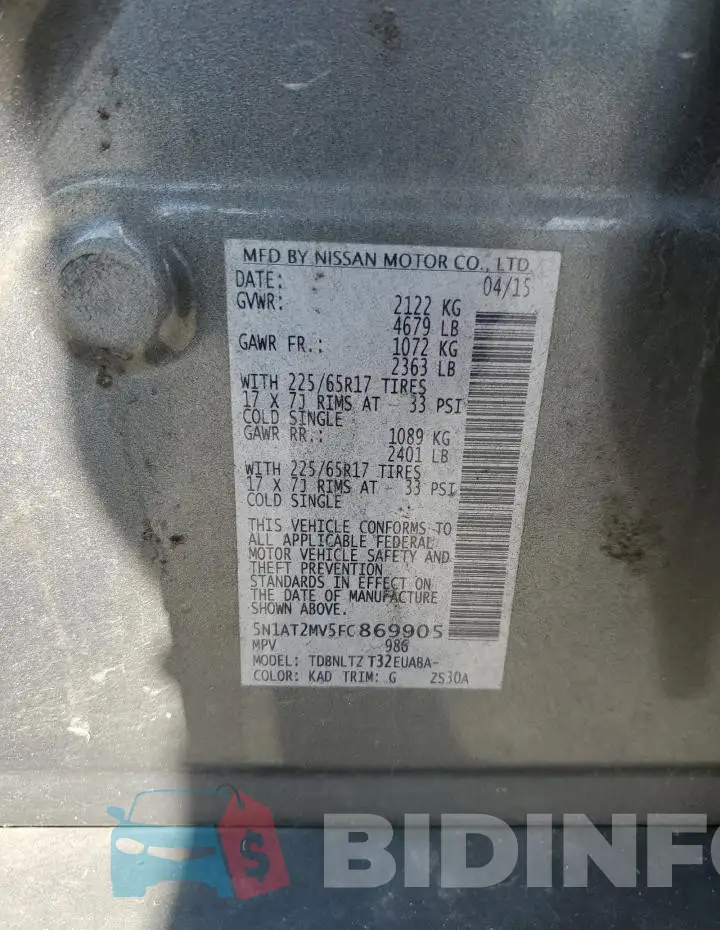 5N1AT2MV5FC869905 Photo# 13