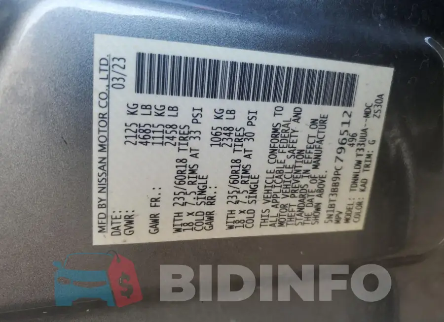 5N1BT3BB9PC796512 Photo# 12