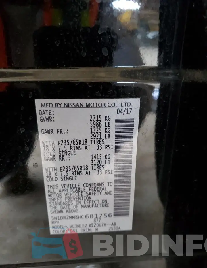 5N1DR2MM8HC681756 Photo# 13