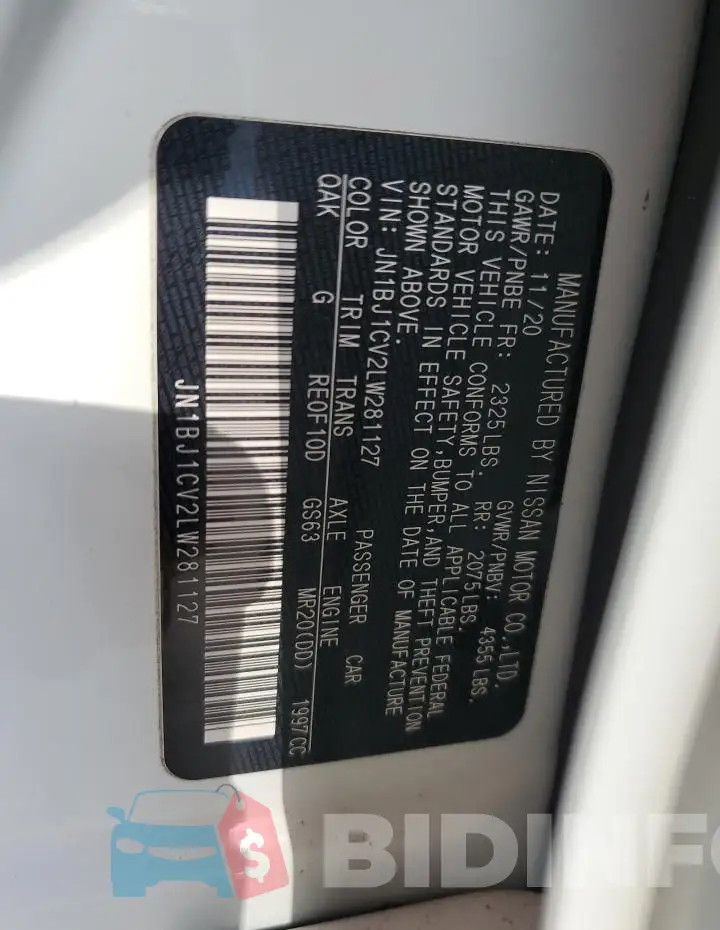 JN1BJ1CV2LW281127 Photo# 13
