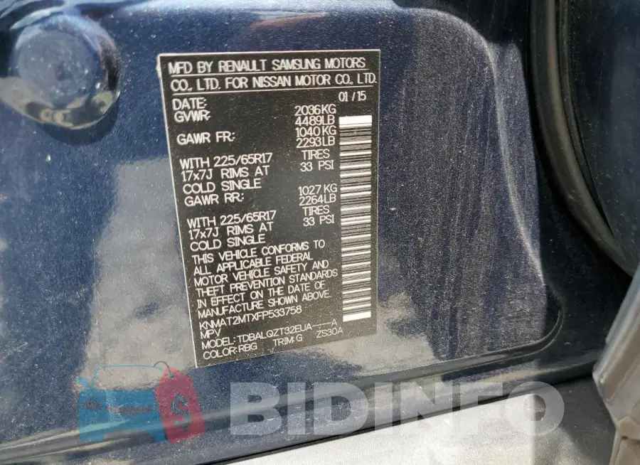 KNMAT2MTXFP533758 Photo# 14