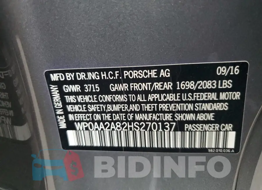 WP0AA2A82HS270137 Photo# 12