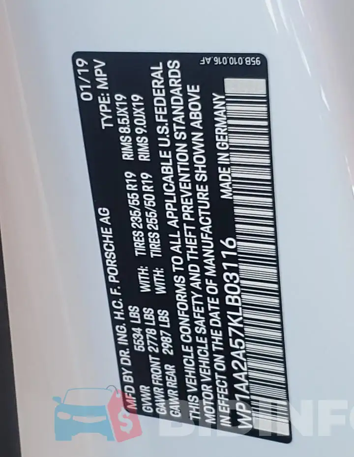 WP1AA2A57KLB03116 Photo# 13
