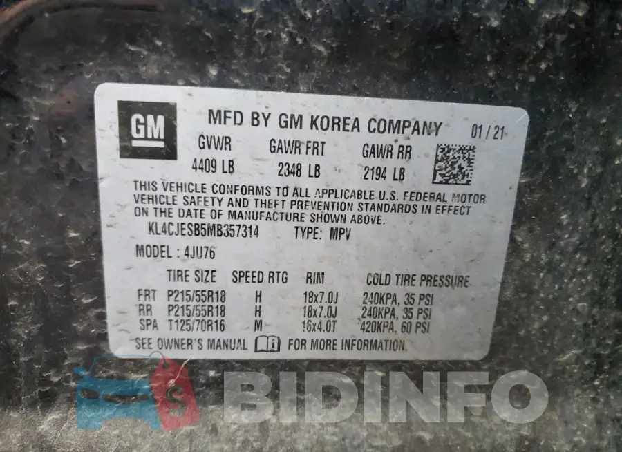 KL4CJESB5MB357314 Photo# 13