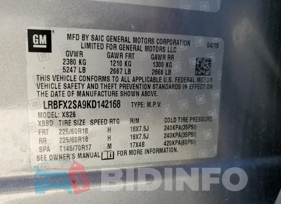 LRBFX2SA9KD142168 Photo# 13