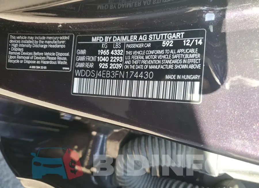 WDDSJ4EB3FN174430 Photo# 12