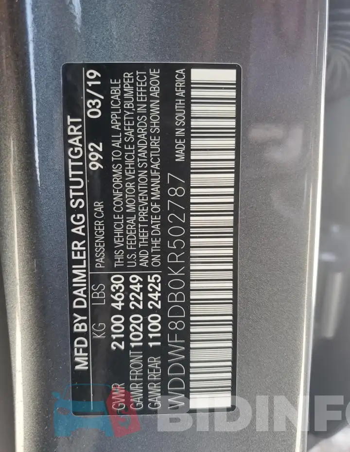 WDDWF8DB0KR502787 Photo# 13
