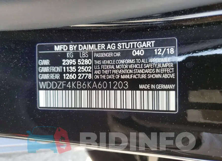 WDDZF4KB6KA601203 Photo# 13