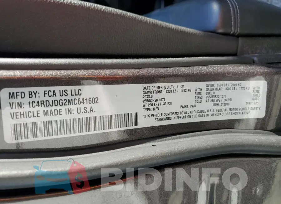 1C4RDJDG2MC641602 Photo# 14