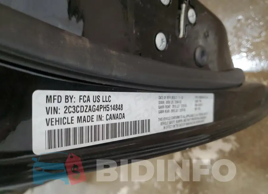 2C3CDZAG4PH514848 Photo# 13