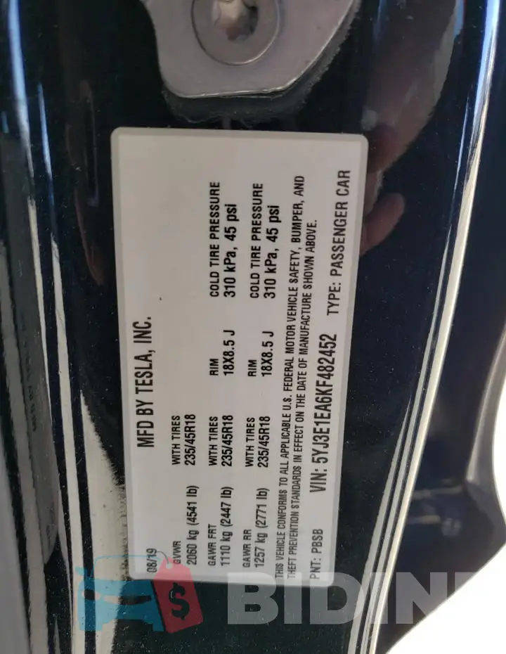 5YJ3E1EA6KF482452 Photo# 12