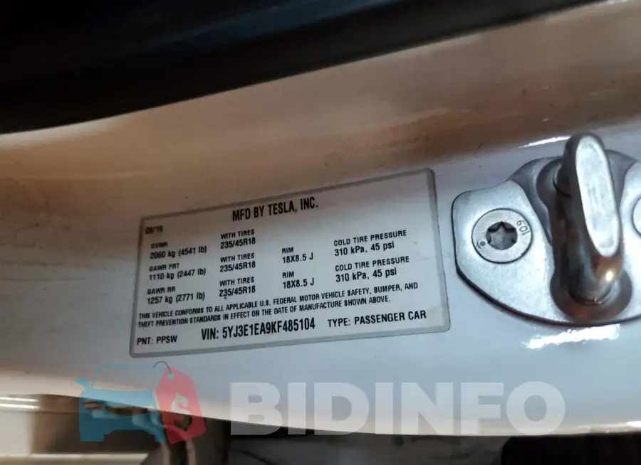 5YJ3E1EA9KF485104 Photo# 12
