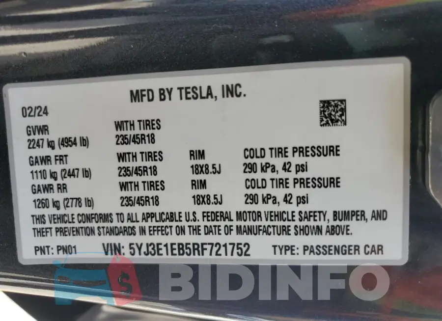 5YJ3E1EB5RF721752 Photo# 12