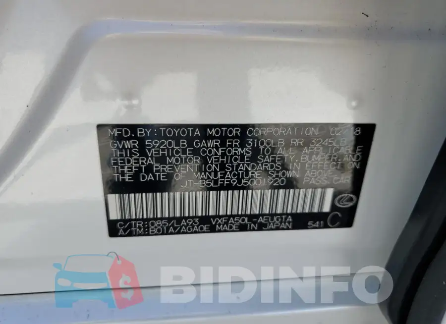 JTHB5LFF9J5001920 Photo# 13