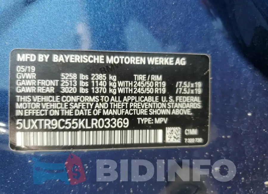 5UXTR9C55KLR03369 Photo# 14