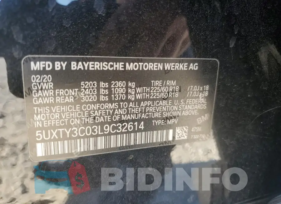 5UXTY3C03L9C32614 Photo# 13
