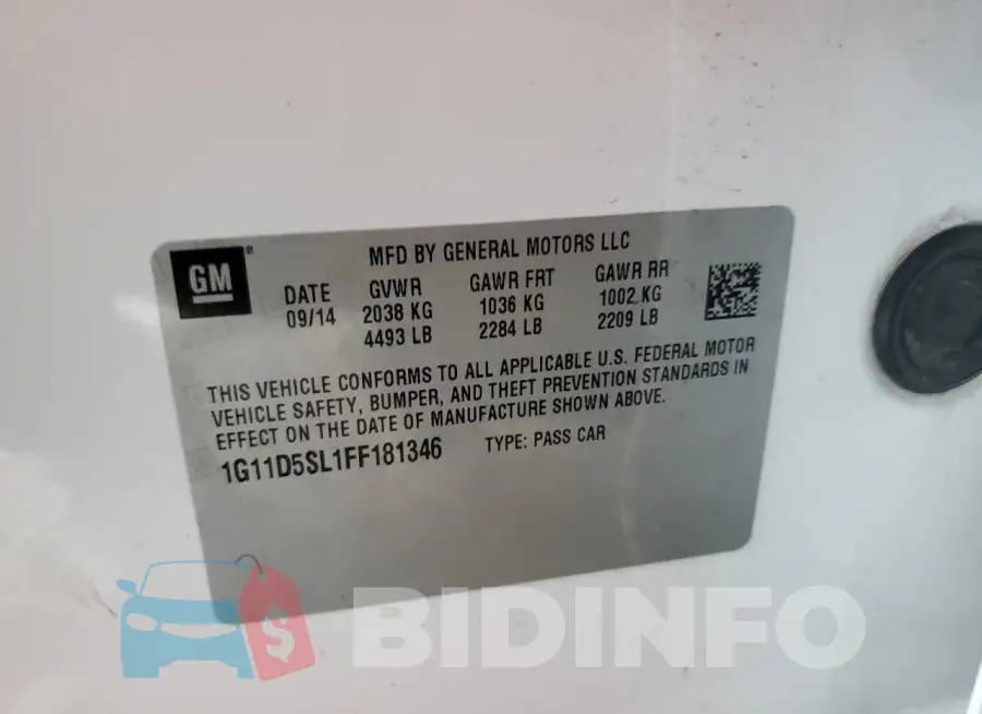 1G11D5SL1FF181346 Photo# 12