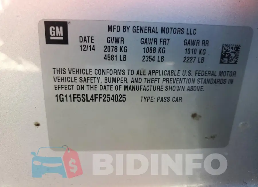 1G11F5SL4FF254025 Photo# 12