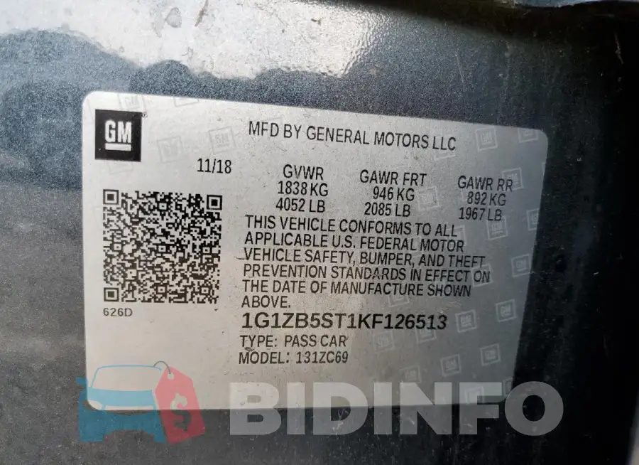 1G1ZB5ST1KF126513 Photo# 12