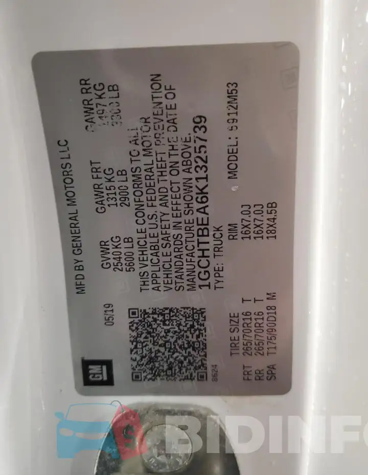 1GCHTBEA6K1325739 Photo# 13