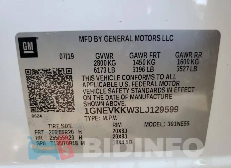 1GNEVKKW3LJ129599 Photo# 13