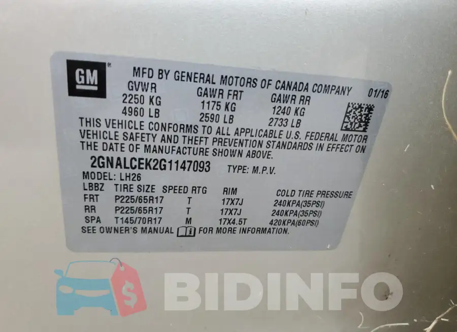 2GNALCEK2G1147093 Photo# 13