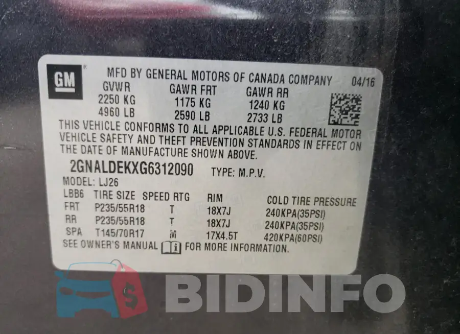 2GNALDEKXG6312090 Photo# 13