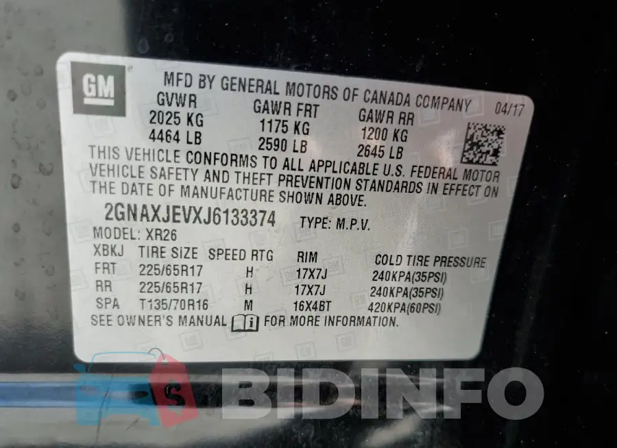 2GNAXJEVXJ6133374 Photo# 13