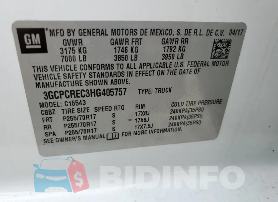 3GCPCREC3HG405757 Photo# 12