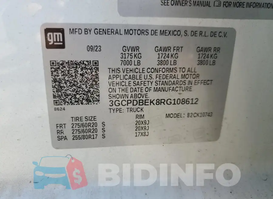 3GCPDBEK8RG108612 Photo# 12