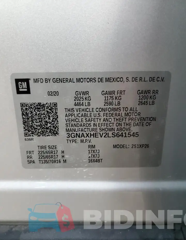3GNAXHEV2LS641545 Photo# 13
