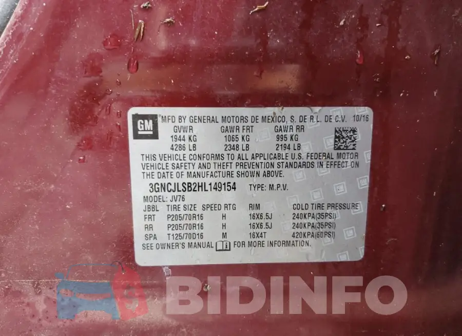 3GNCJLSB2HL149154 Photo# 14