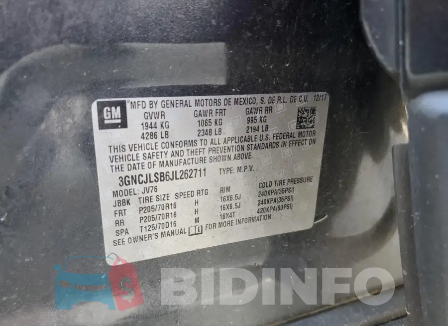 3GNCJLSB6JL262711 Photo# 13