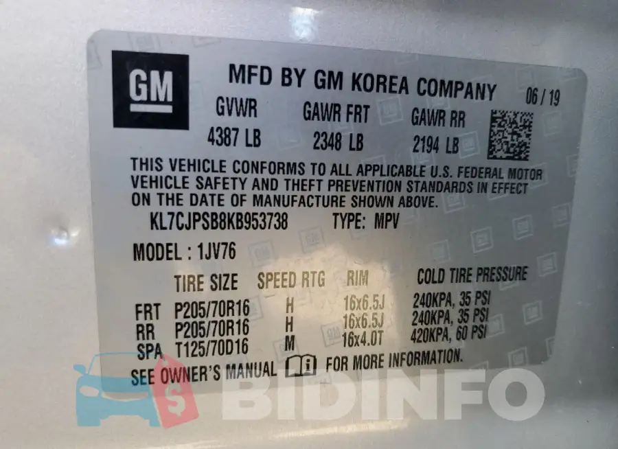 KL7CJPSB8KB953738 Photo# 13