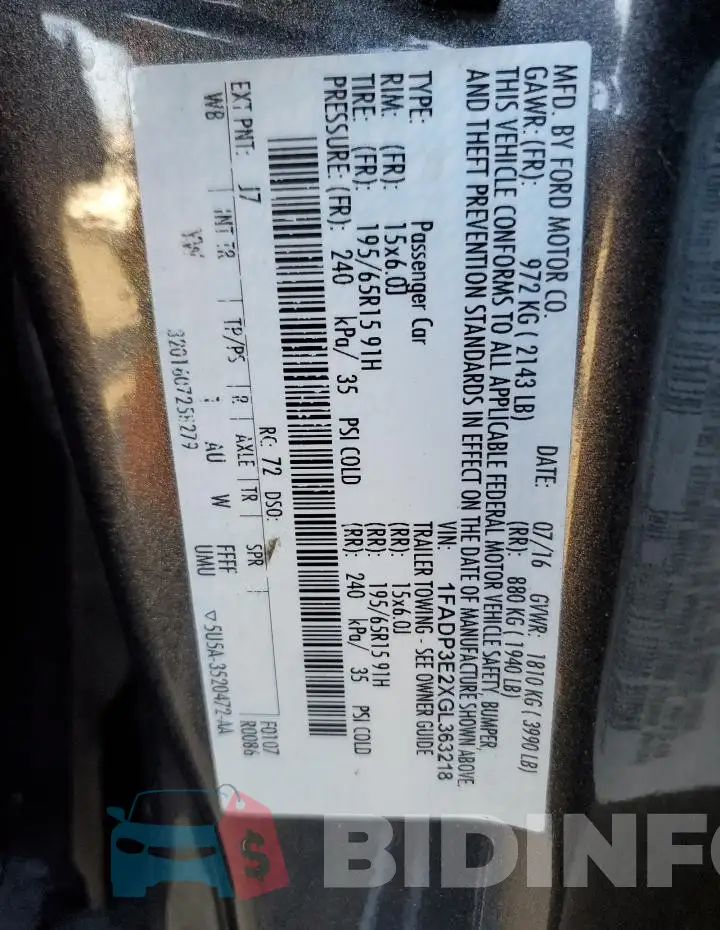 1FADP3E2XGL363218 Photo# 12