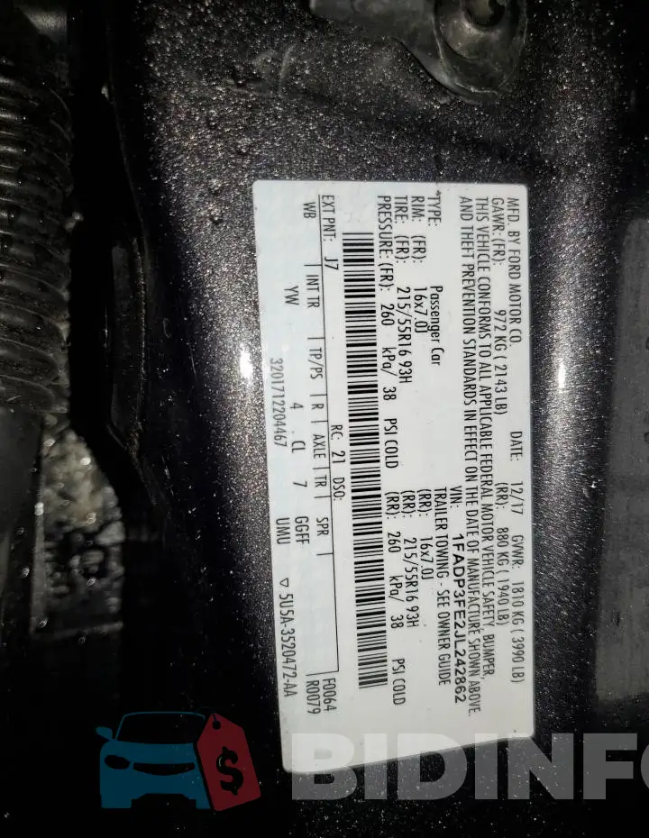 1FADP3FE2JL242862 Photo# 12