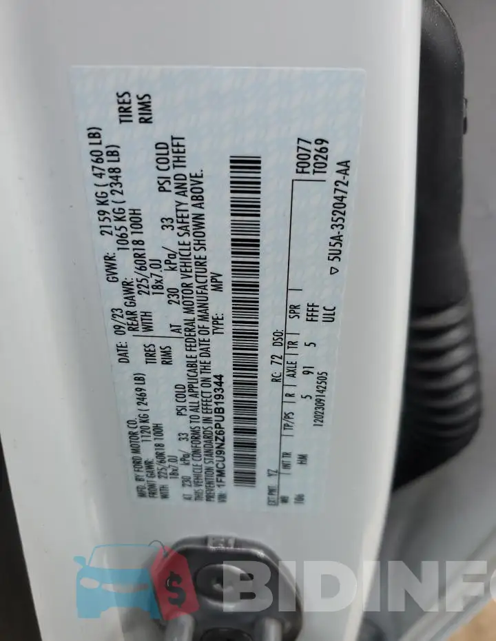 1FMCU9NZ6PUB19344 Photo# 13
