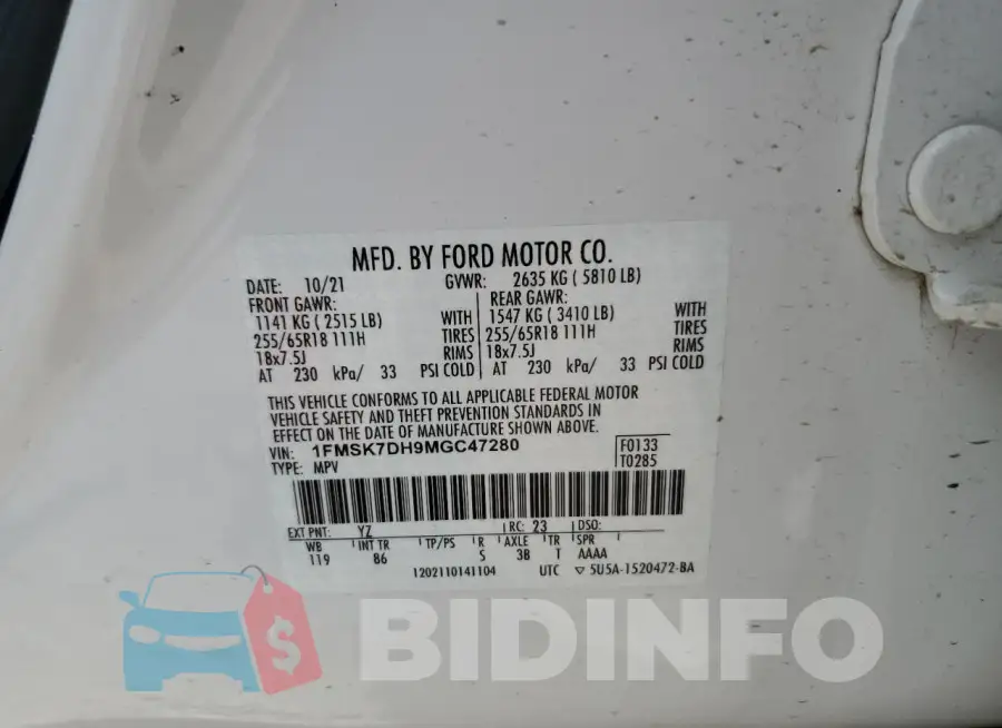 1FMSK7DH9MGC47280 Photo# 13