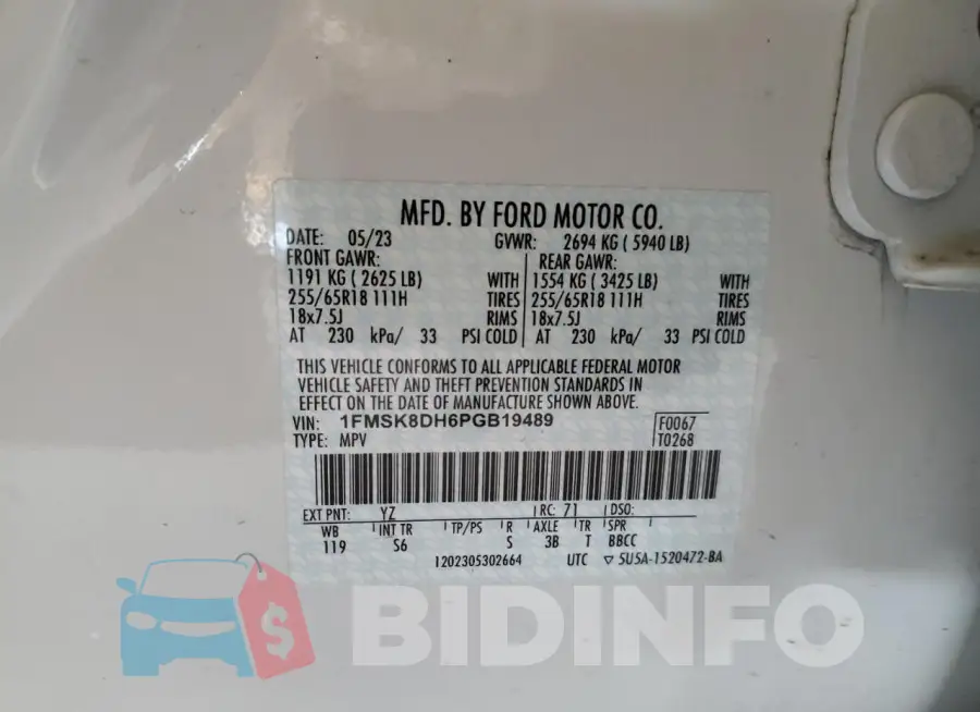 1FMSK8DH6PGB19489 Photo# 14