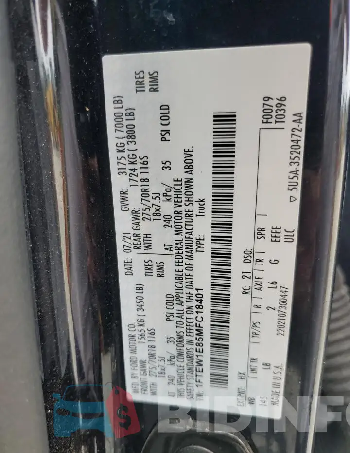 1FTEW1E85MFC18401 Photo# 13