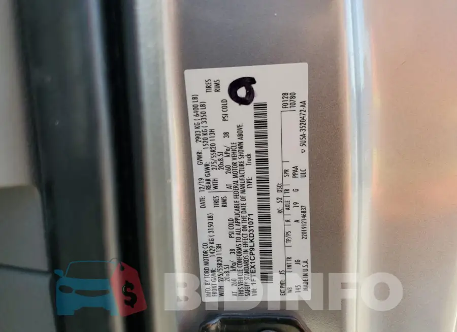 1FTEX1CP9LKD31071 Photo# 12