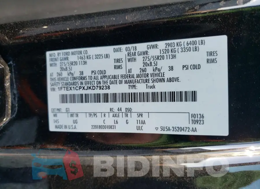 1FTEX1CPXJKD79238 Photo# 12