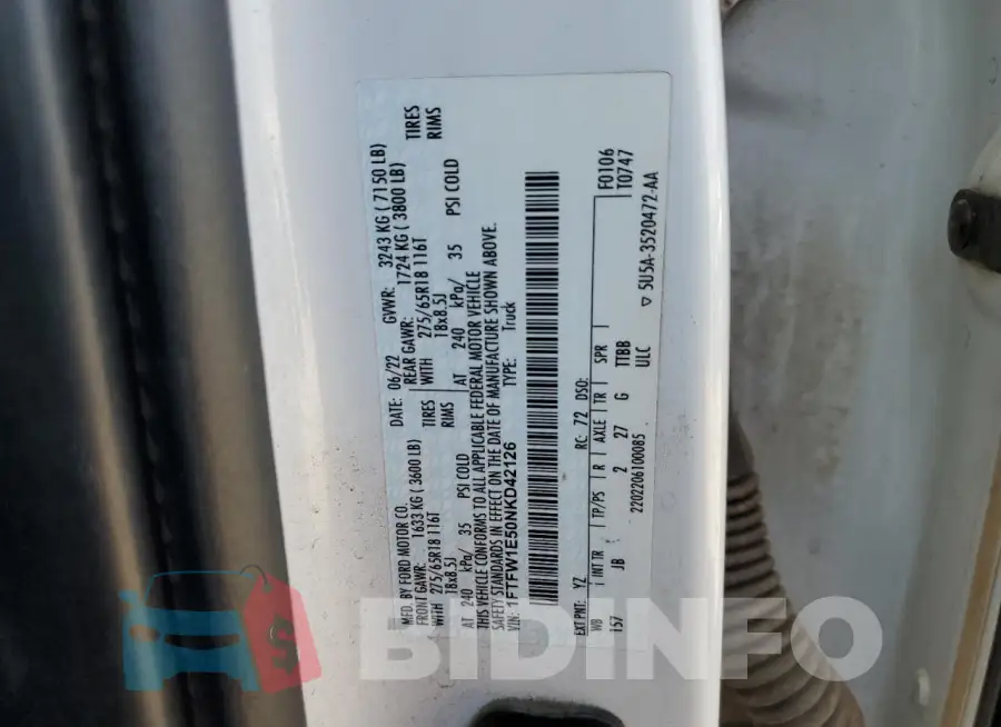 1FTFW1E50NKD42126 Photo# 13