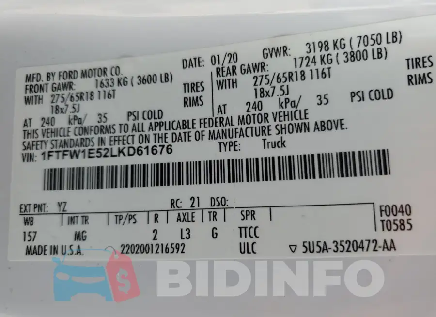 1FTFW1E52LKD61676 Photo# 12