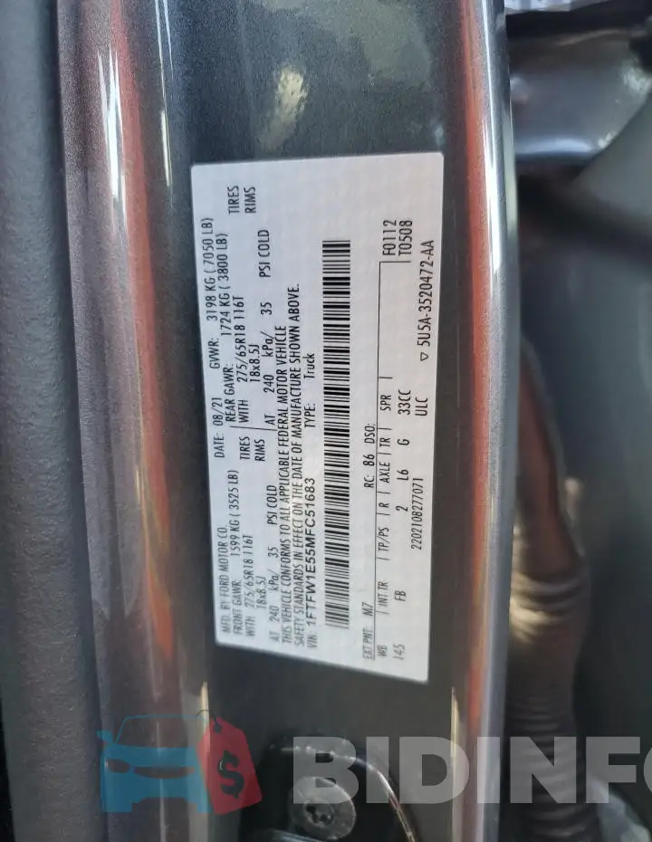 1FTFW1E55MFC51683 Photo# 12