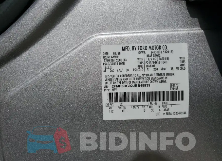2FMPK3G92JBB49939 Photo# 13