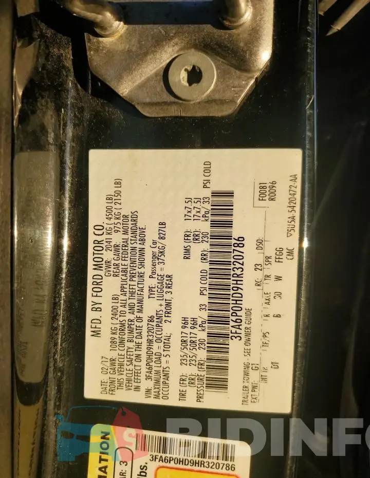 3FA6P0HD9HR320786 Photo# 12