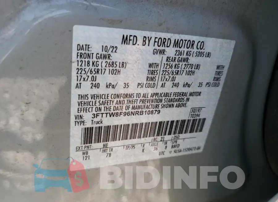 3FTTW8F96NRB10879 Photo# 12